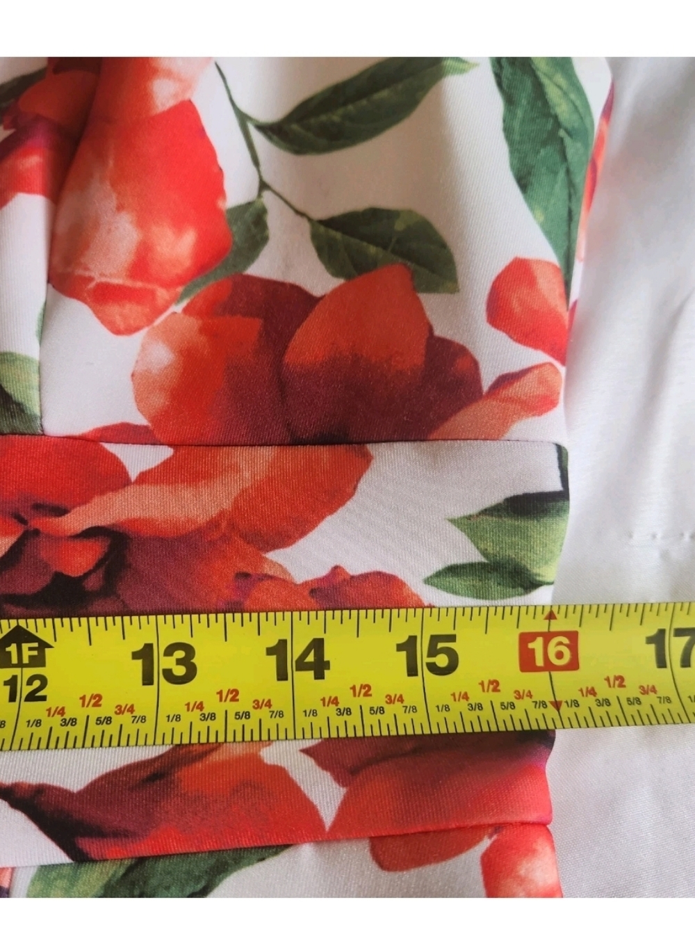 Calvin Klein Floral Fit Flare Dress Womens 10 Red White Pleated Stretch Midi - Picture 16 of 16